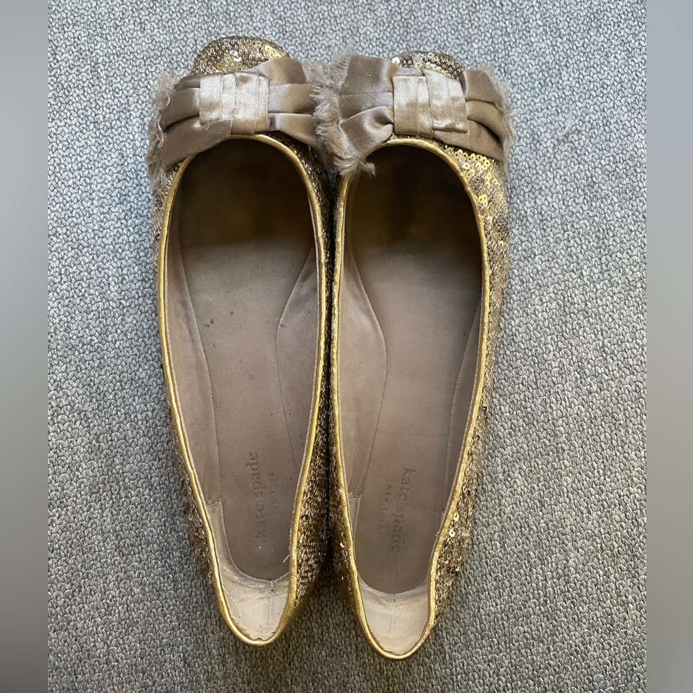 Kate Spade Gold-sequined Ballerina Flats